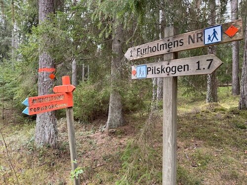 Se upp med markeringarna och var noga att bara följa de orangea SÖRMLANDSLEDEN det finns ett antal andra stigar som också råkar vara orangea. Ibland kanske det blir lite fel när man tänker. 